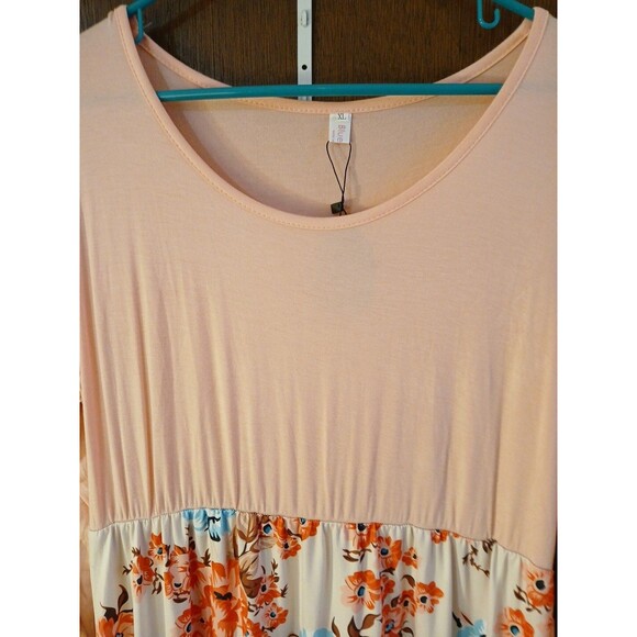 Blue Time- 3/4 Sleeve Pink/ Floral  Long Maxi Dress Womens Xlg  NWT SUPER CUTE - Picture 4 of 16